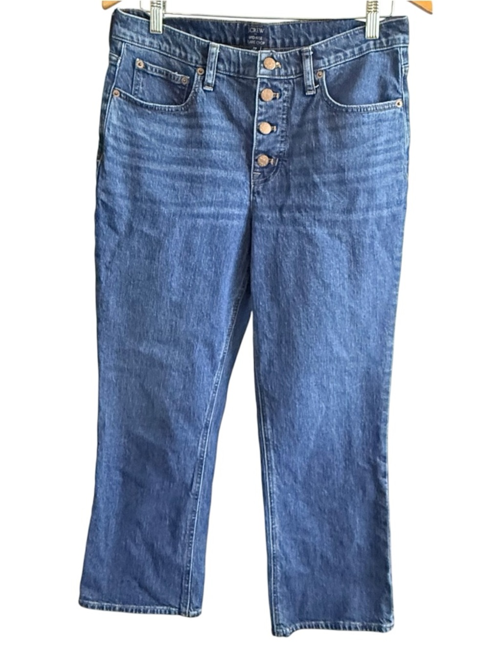 J.Crew Mid Rise Flare Crop Jeans Button Fly Medium Wash Size 29